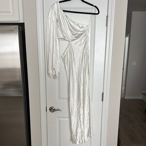 Showpo Shimmering White One-Shoulder Dress